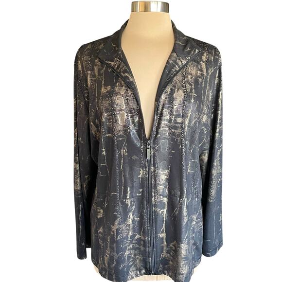 Chico's Travelers Zip Front Lightweight Jacket Reptile Snake Print Size XL/16 - Picture 1 of 8